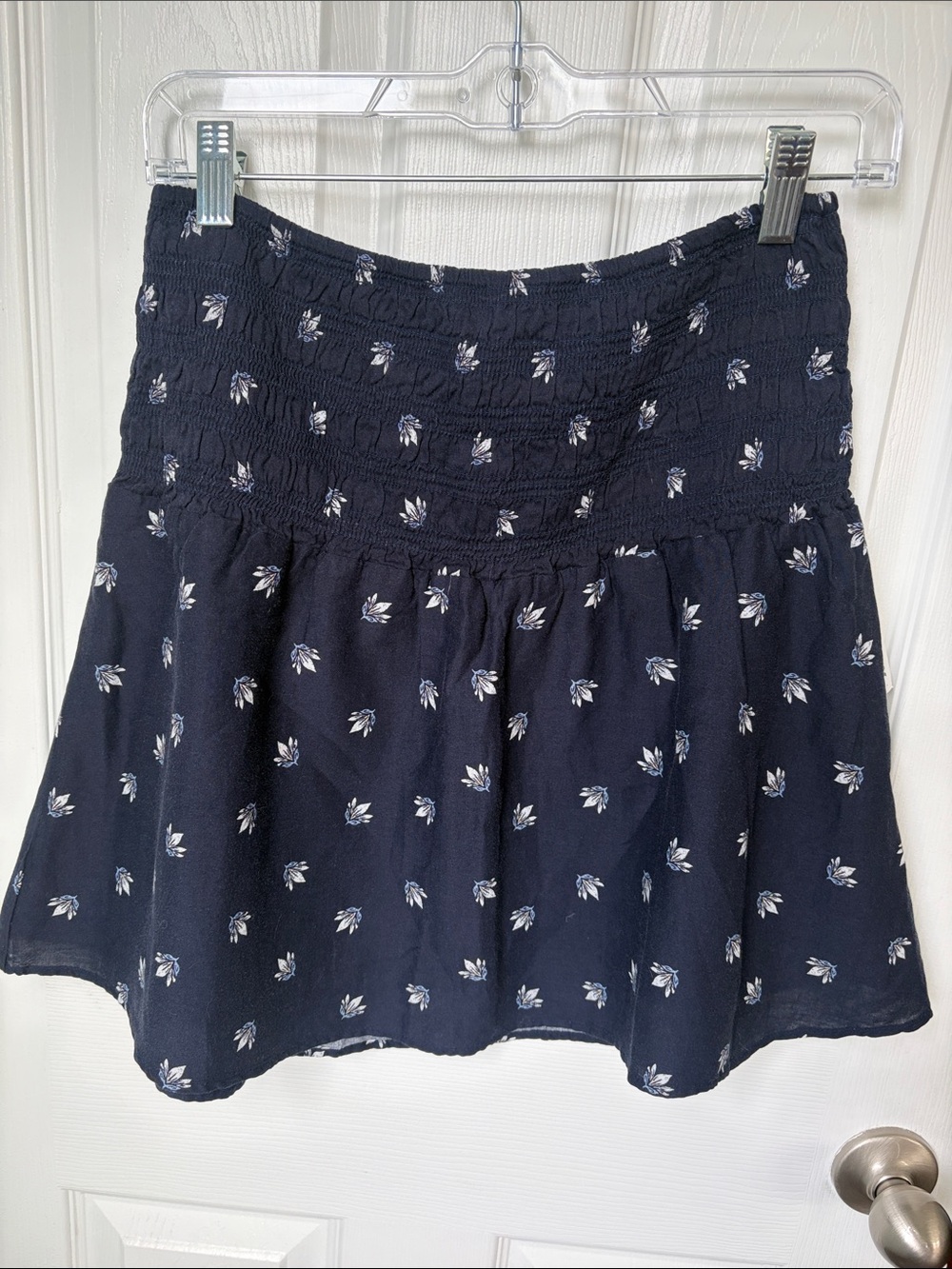 Old Navy Navy Blue Floral Smocked Skater Skirt
